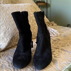 Nine West Black Suede Ankle Booties with Side Zip